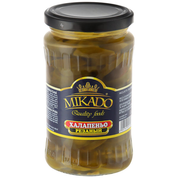 Перец зеленый резаный маринованный Халапеньо 370 г MIKADO