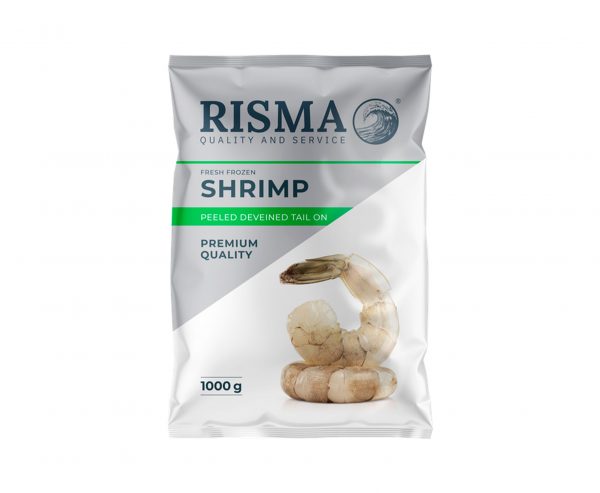 Креветки ваннамей очищенные  21/25 б/г с хвостиком с/м Risma, 1кг